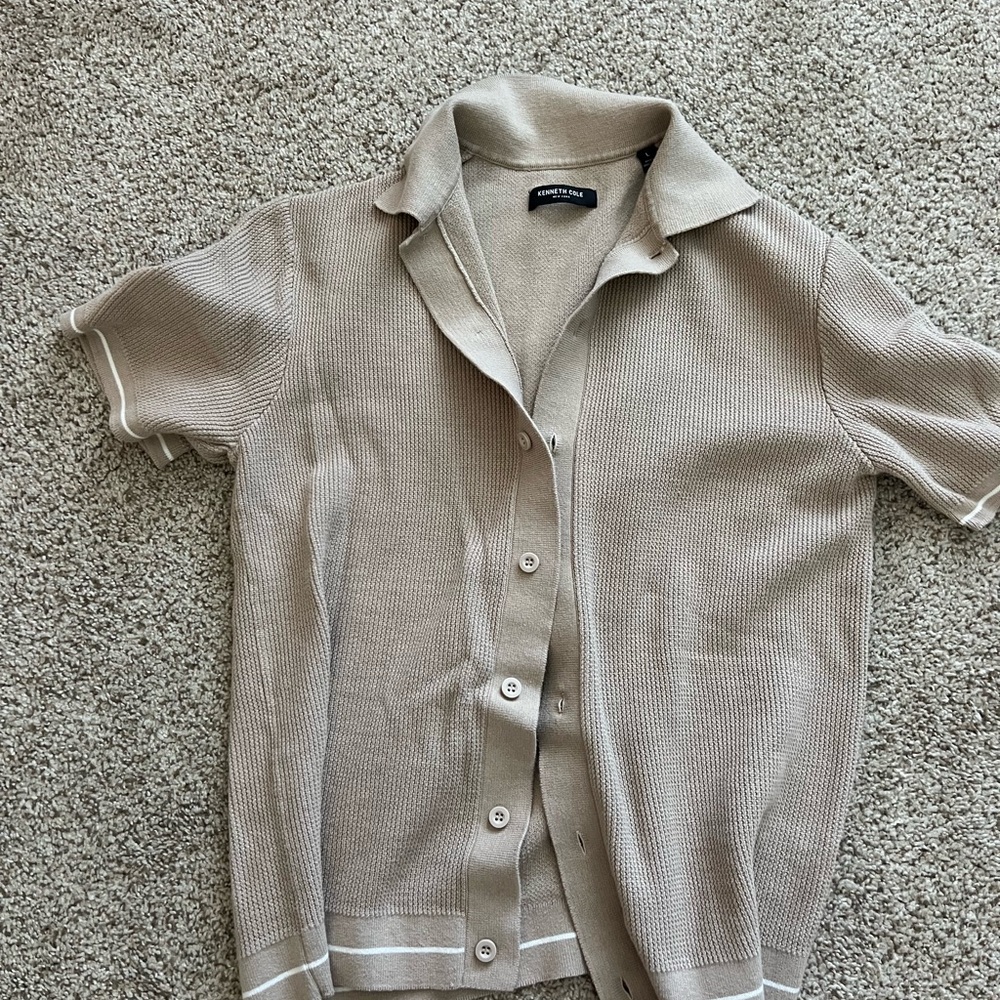 Kenneth Cole Beige Short Sleeve Cardigan